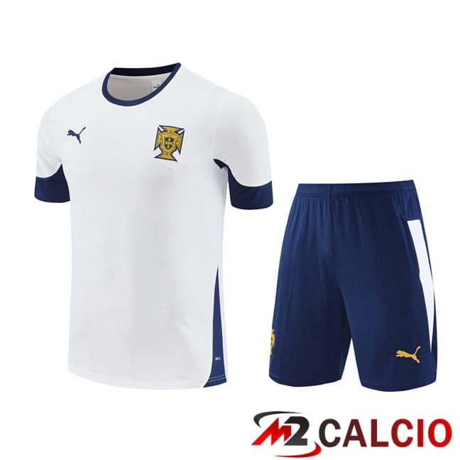 Insieme T Shirt Allenamento Portogallo + Pantaloncini Bianco 2025/2026