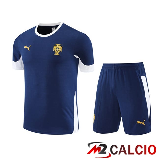 Insieme T Shirt Allenamento Portogallo + Pantaloncini Blu Reale 2025/2026
