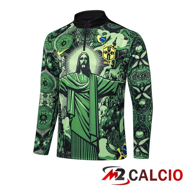 Felpa Allenamento Brasile Verde Nero 2025/2026