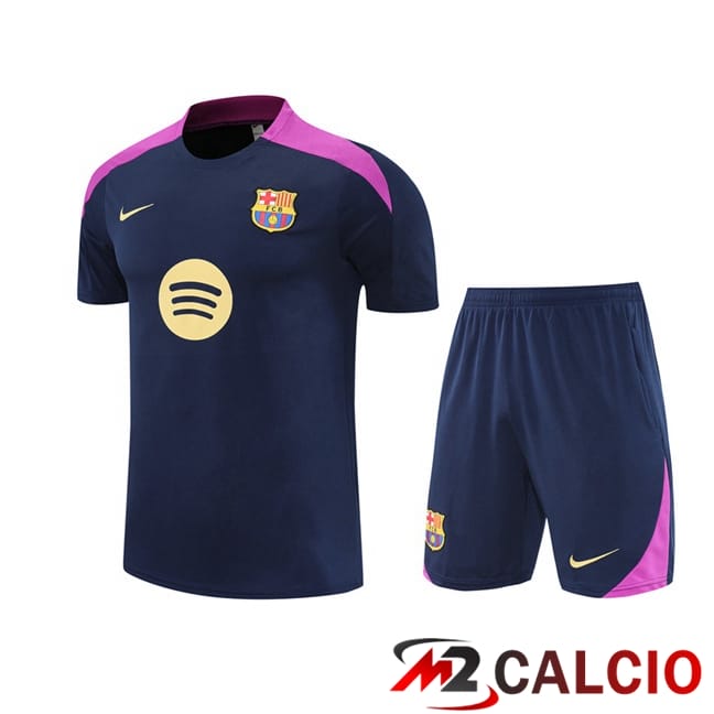 Insieme T Shirt Allenamento FC Barcellona + Pantaloncini Blu Reale 2025/2026