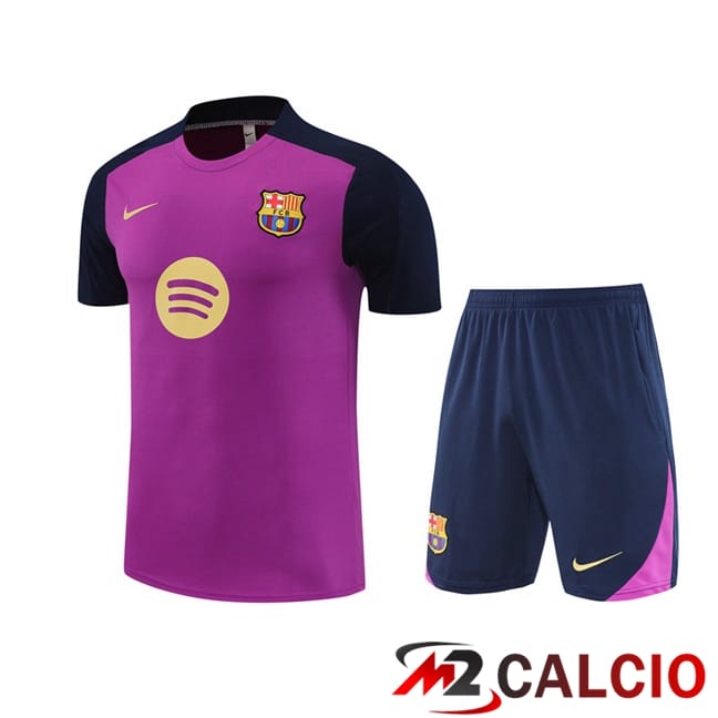 Insieme T Shirt Allenamento FC Barcellona + Pantaloncini Viola 2025/2026