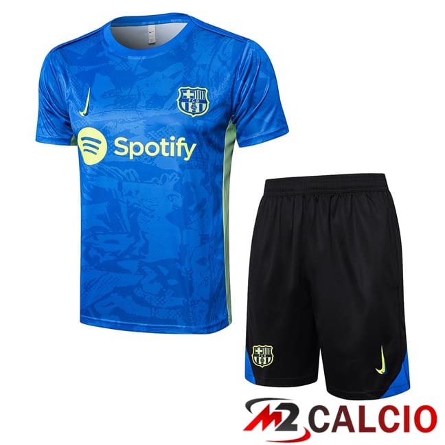 Insieme T Shirt Allenamento FC Barcellona + Pantaloncini Blu 2025/2026