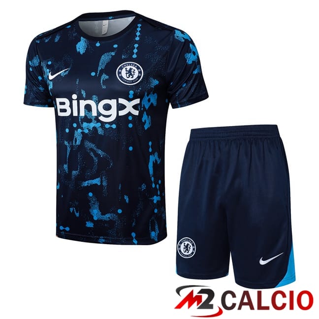 Insieme T Shirt Allenamento FC Chelsea + Pantaloncini Blu Reale 2025/2026