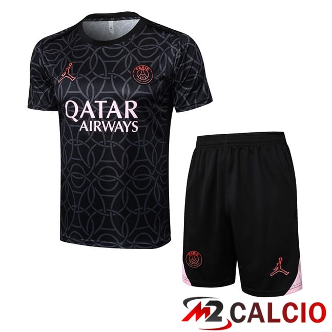 Insieme T Shirt Allenamento Jordan Paris PSG + Pantaloncini Nero 2025/2026