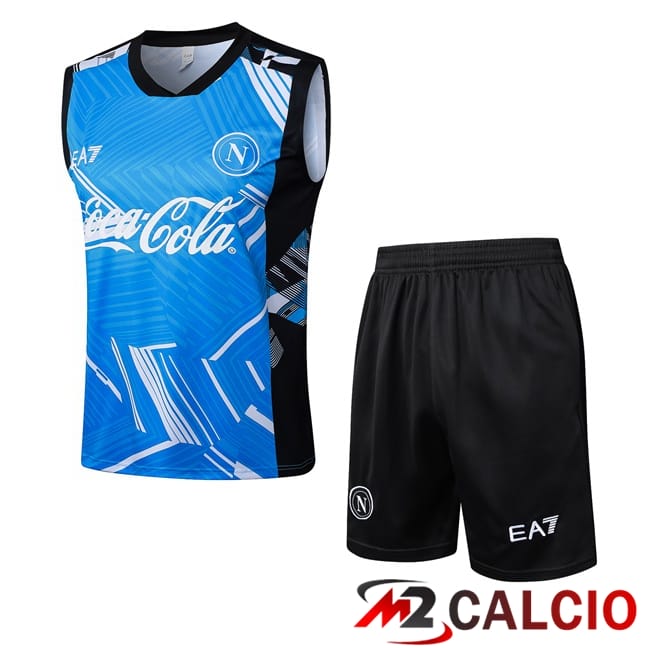 Canotta Allenamento SSC Napoli + Pantaloncini Blu 2025/2026
