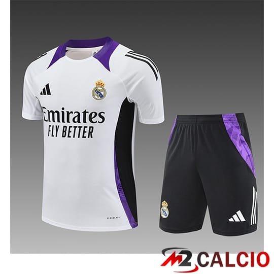 Insieme T Shirt Allenamento Real Madrid Bambino Bianco/Nero/Viola 2025/2026