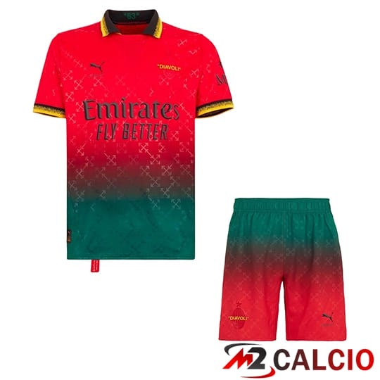 Insieme Maglia AC Milan Quarto + Short Rosso 2024/2025