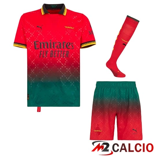 Insieme Maglia AC Milan Quarto (Short + Calzini) Rosso 2024/2025