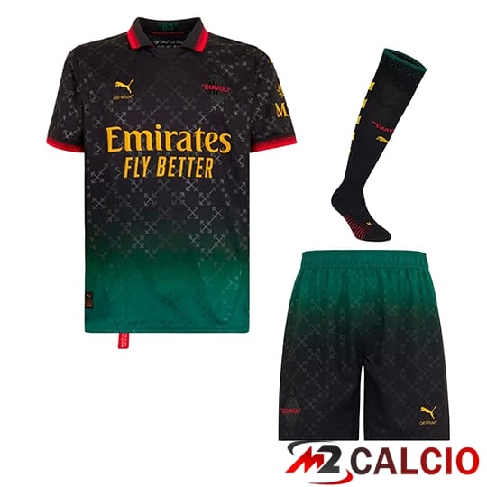 Insieme Maglia AC Milan Quarto (Short + Calzini) Nero 2024/2025