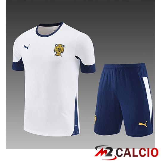 Insieme T Shirt Allenamento Portogallo Bambino Bianco/Blu 2025/2026