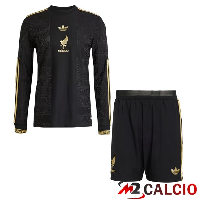 Maglia Nazionale Messico Bambino Manica Lunga Nero Giallo 2025/2026