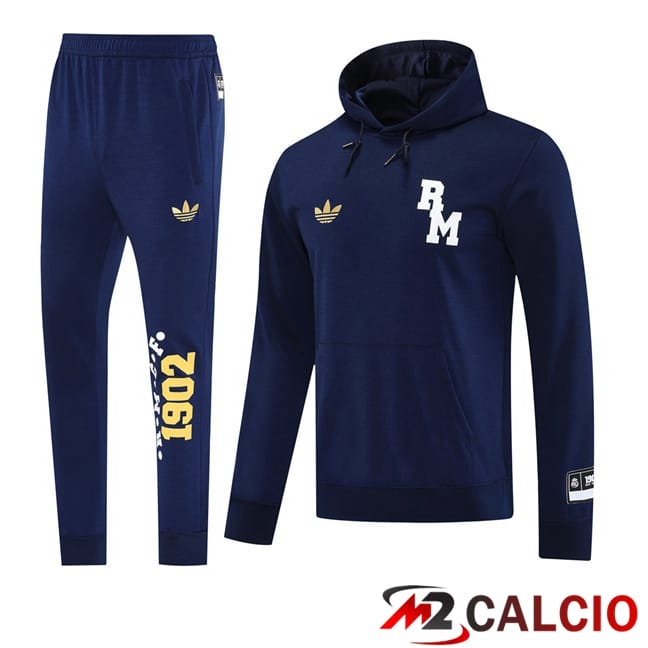 Tuta Calcio - Felpa Con Cappuccio Real Madrid Blu Reale 2025/2026