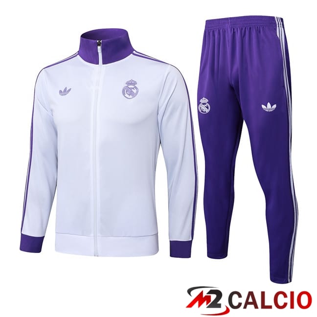 Insieme Tuta Calcio - Giacca Real Madrid Viola Bianco 2025/2026