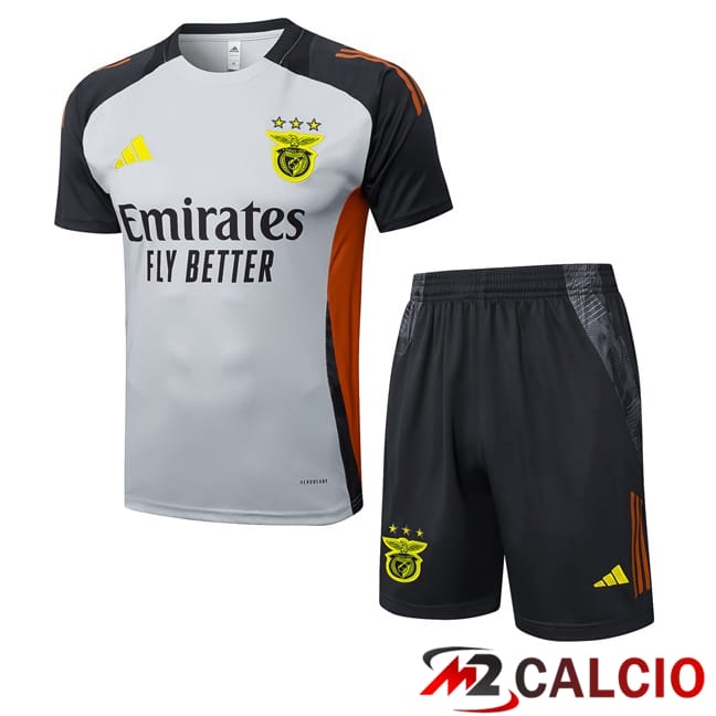 Insieme T Shirt Allenamento S.L Benfica + Pantaloncini Grigio 2025/2026