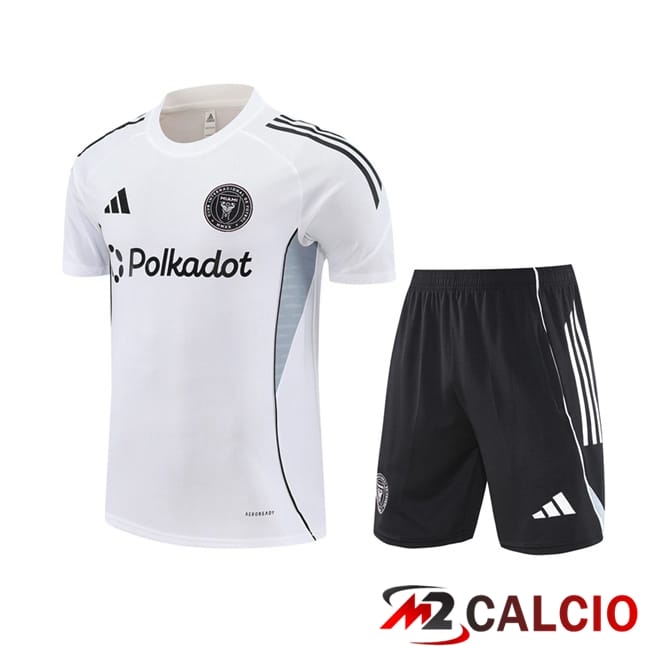 Insieme T Shirt Allenamento Inter Miami CF + Pantaloncini Bianco 2025/2026