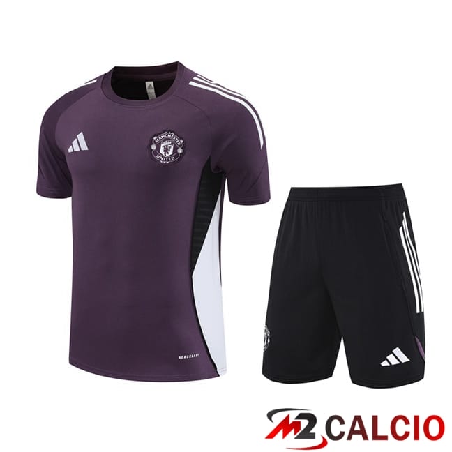 Insieme T Shirt Allenamento Manchester United + Pantaloncini Viola 2025/2026