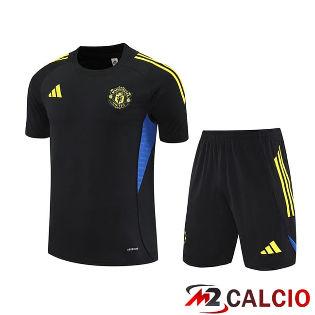 Insieme T Shirt Allenamento Manchester United + Pantaloncini Nero 2025/2026