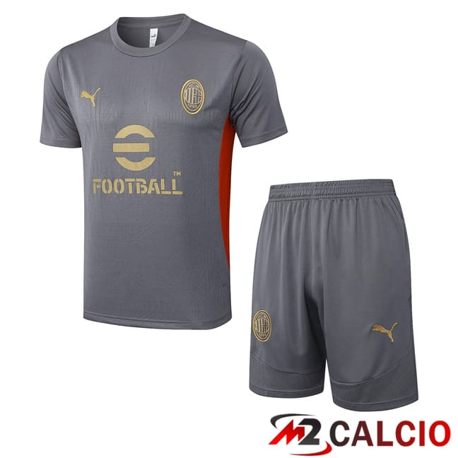 Insieme T Shirt Allenamento AC Milan + Pantaloncini Grigio 2025/2026