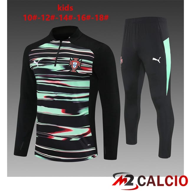 Insieme Tuta Calcio Portogallo Bambino Nero Verde 2025/2026