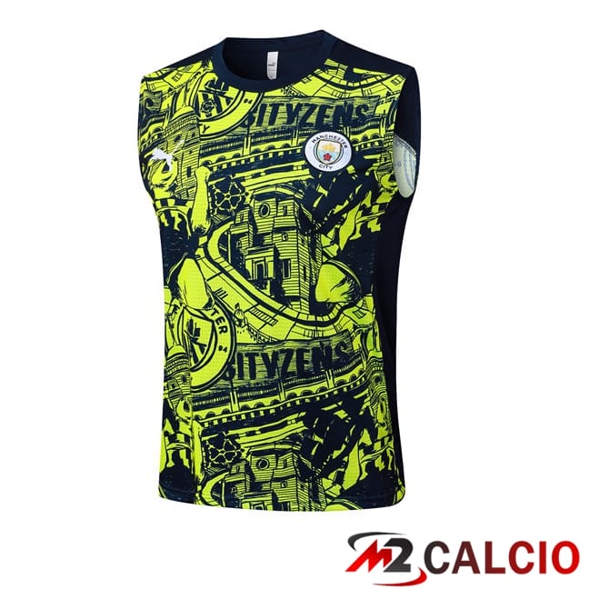Canotta Allenamento Manchester City Blu Reale Verde 2025/2029