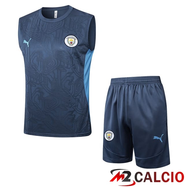 Canotta Allenamento Manchester City + Pantaloncini Blu 2025/2026