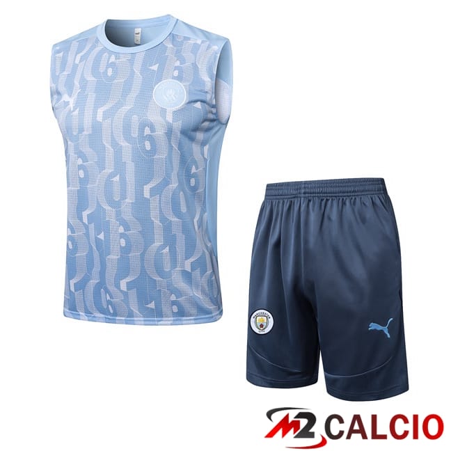 Canotta Allenamento Manchester City + Pantaloncini Blu 2025/2026