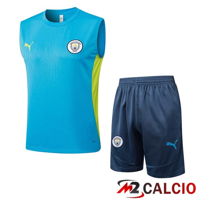 Canotta Allenamento Manchester City + Pantaloncini Blu 2025/2026