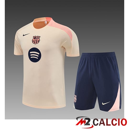 Insieme T Shirt Allenamento FC Barcellona Bambino Beige/Rosa 2025/2026