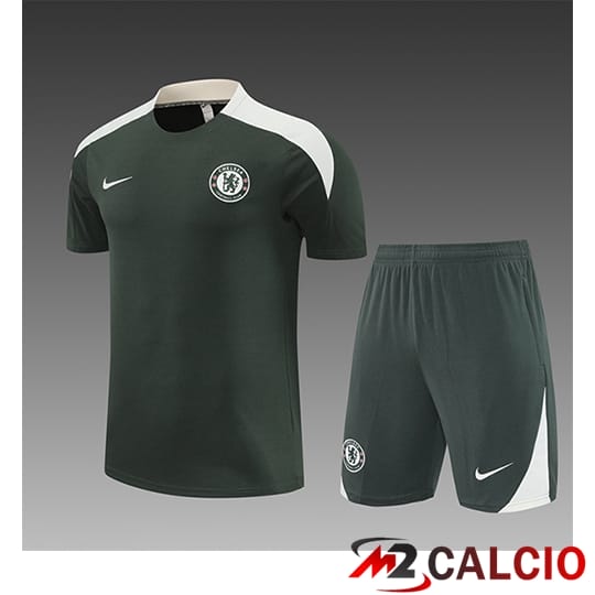 Insieme T Shirt Allenamento FC Chelsea Bambino Verde/Bianco 2025/2026