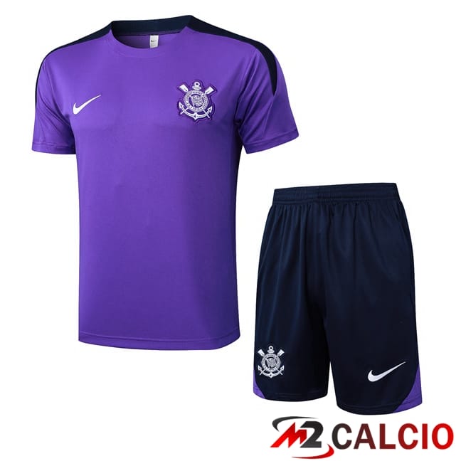 Insieme T Shirt Allenamento Corinthians + Pantaloncini Viola 2025/2026