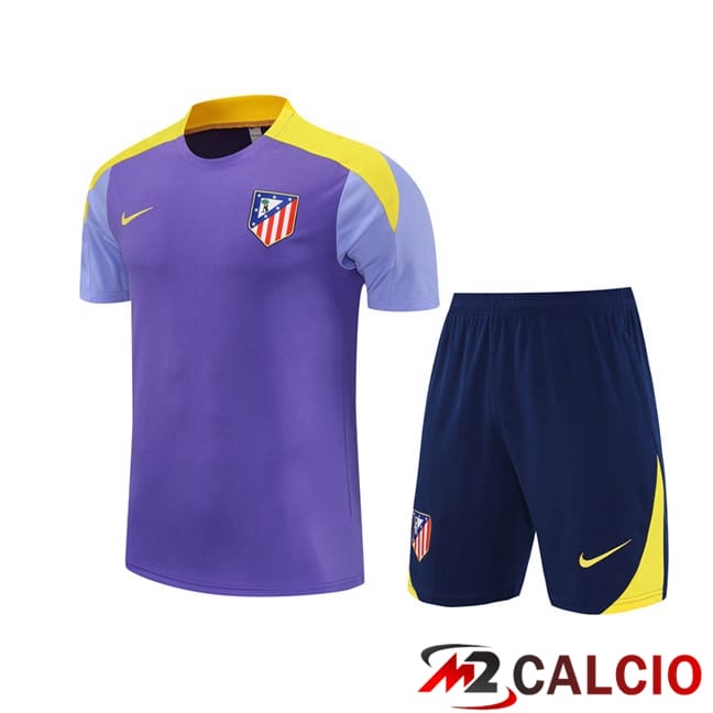 Insieme T Shirt Allenamento Atletico Madrid + Pantaloncini Viola 2025/2026