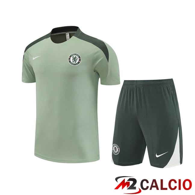 Insieme T Shirt Allenamento FC Chelsea + Pantaloncini Verde 2025/2026
