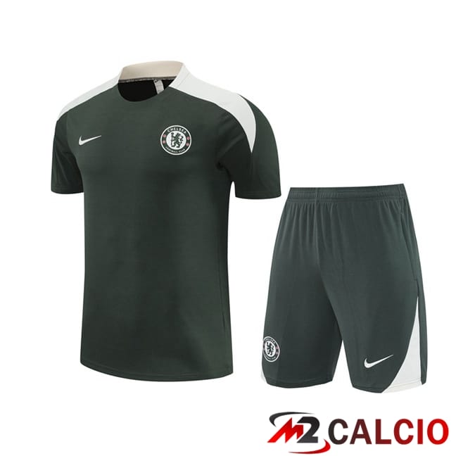 Insieme T Shirt Allenamento FC Chelsea + Pantaloncini Verde 2025/2026