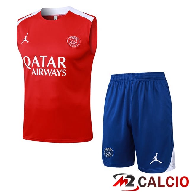 Canotta Allenamento Jordan Paris PSG + Pantaloncini Rosso 2025/2026