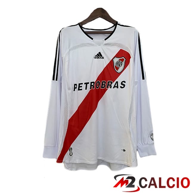 Maglie Calcio River Plate Retro Prima Manica Lunga Bianco Rosso 2006-2007
