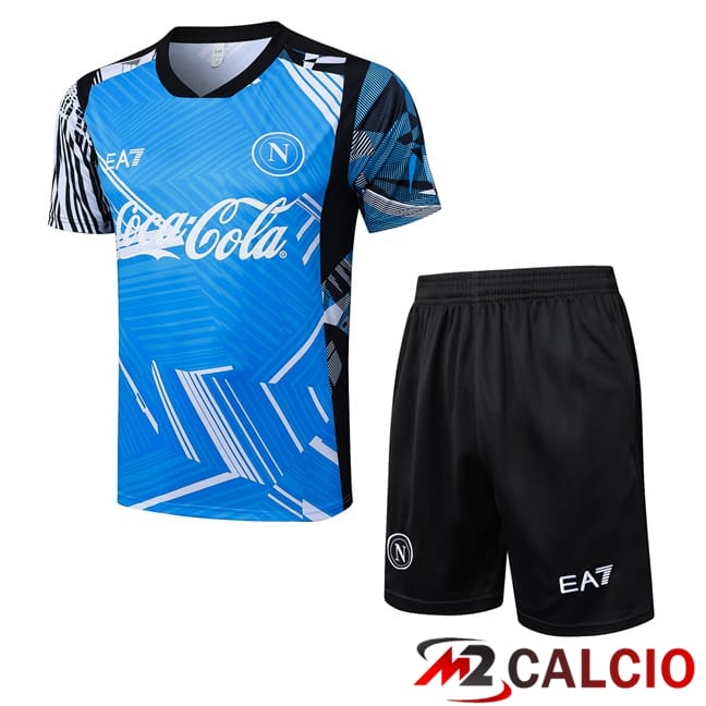 Insieme T Shirt Allenamento SSC Napoli + Pantaloncini Blu 2025/2026