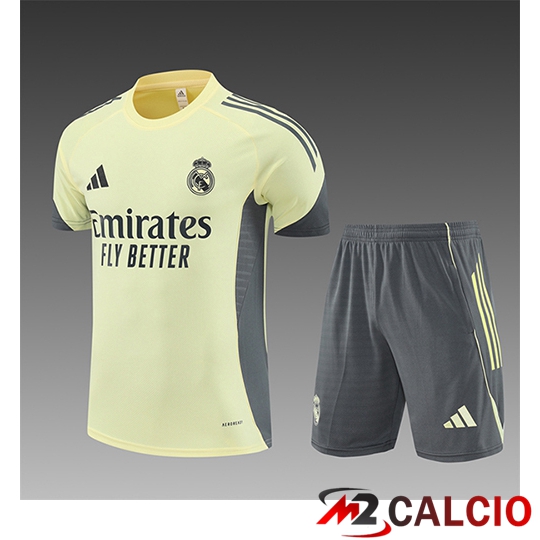 Insieme T Shirt Allenamento Real Madrid Bambino Giallo/Grigio 2025/2026