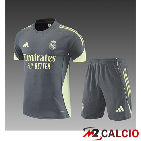 Insieme T Shirt Allenamento Real Madrid Bambino Grigio Buio 2025/2026