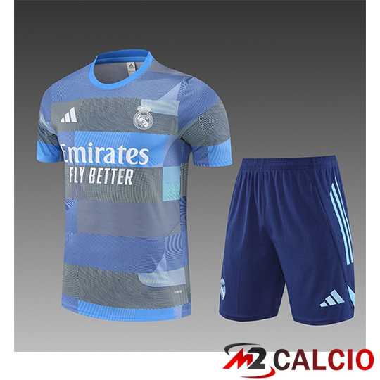 Insieme T Shirt Allenamento Real Madrid Bambino Blu/Grigio 2025/2026