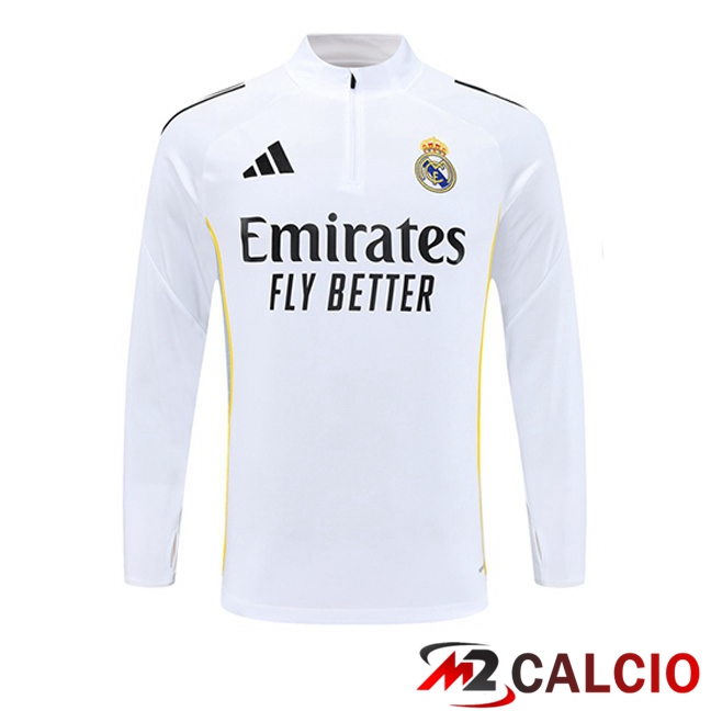 Felpa Allenamento Real Madrid Bianco 2025/2026