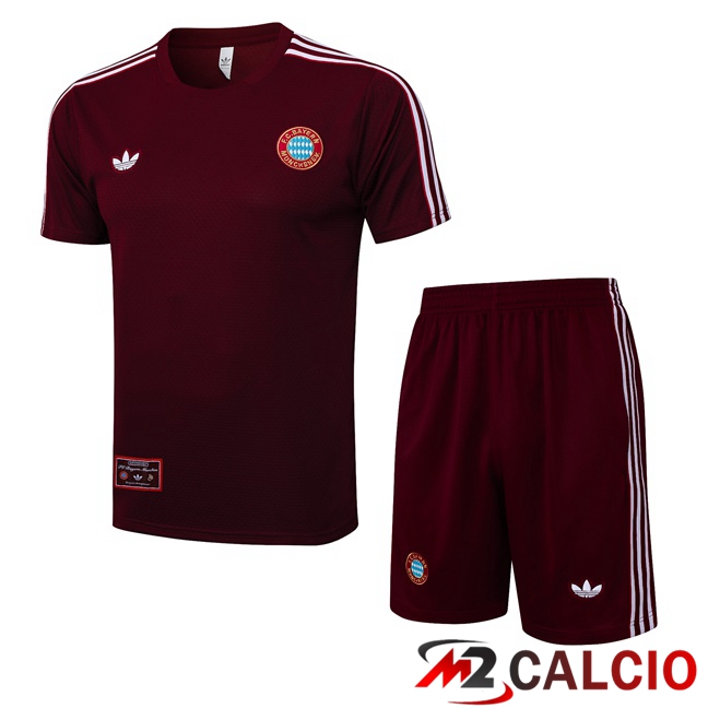Insieme T Shirt Allenamento Bayern Monaco + Pantaloncini Rosso 2025/2026