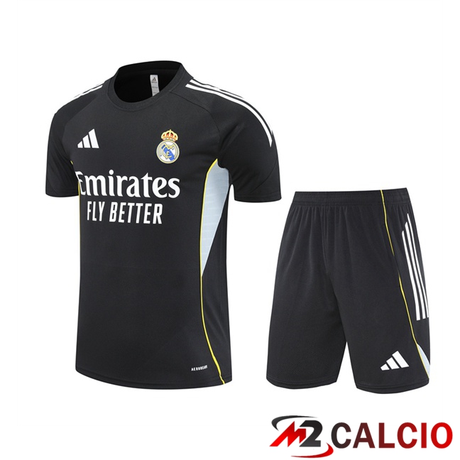 Insieme T Shirt Allenamento Real Madrid + Pantaloncini Nero 2025/2026