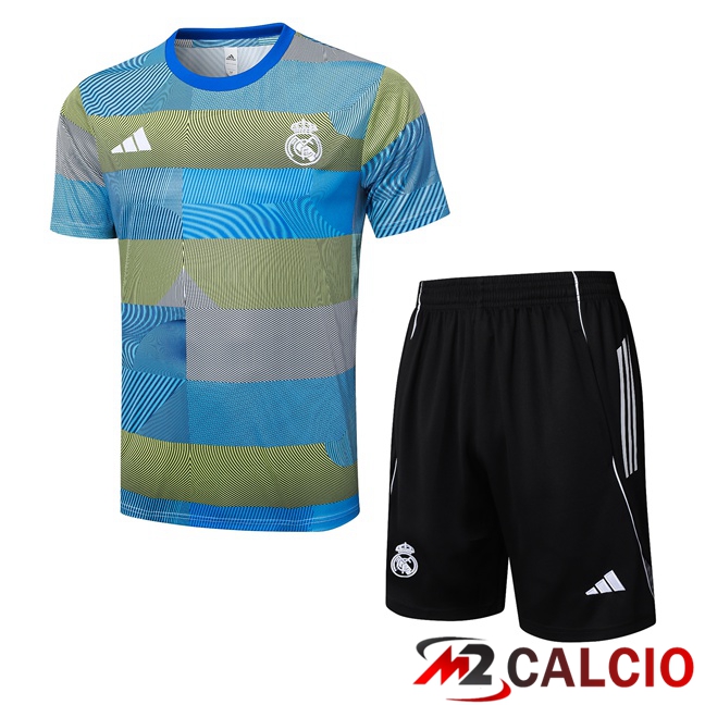 Insieme T Shirt Allenamento Real Madrid + Pantaloncini Blu 2025/2026