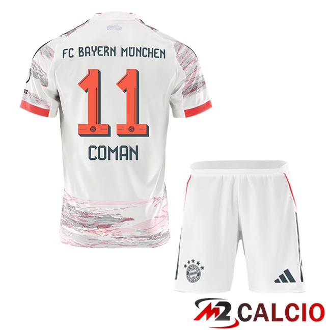 Maglie Calcio Bayern Monaco (Coman 11) Bambino Seconda Bianco 2025/2026