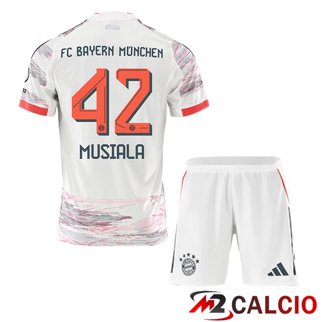 Maglie Calcio Bayern Monaco (Musiala 42) Bambino Seconda Bianco 2025/2026