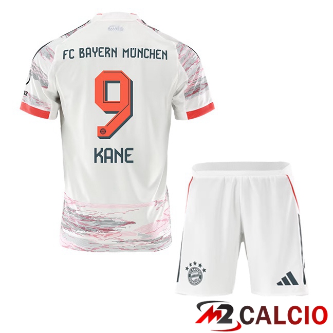 Maglie Calcio Bayern Monaco (Kane 9) Bambino Seconda Bianco 2025/2026