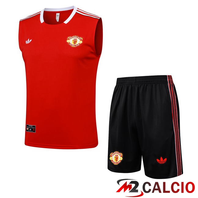 Canotta Allenamento Manchester United + Pantaloncini Rosso 2025/2026