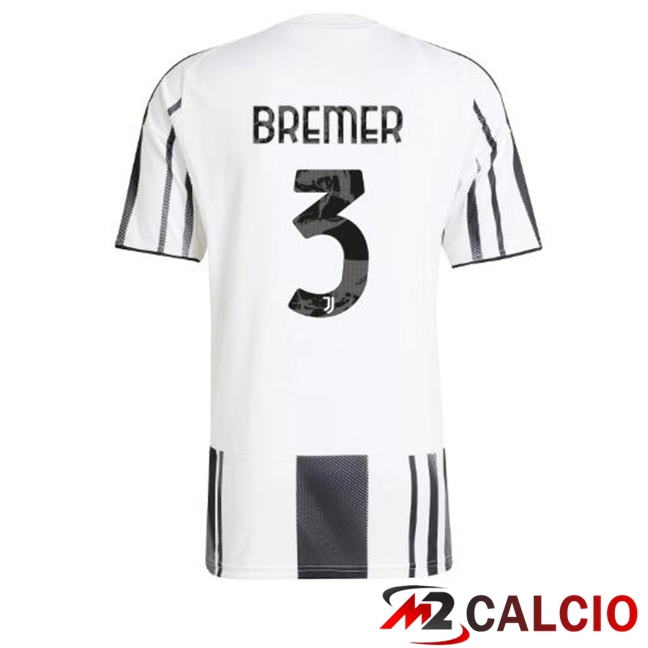 Maglie Calcio Juventus (BREMER 3) Prima Nero Bianco 2025/2026