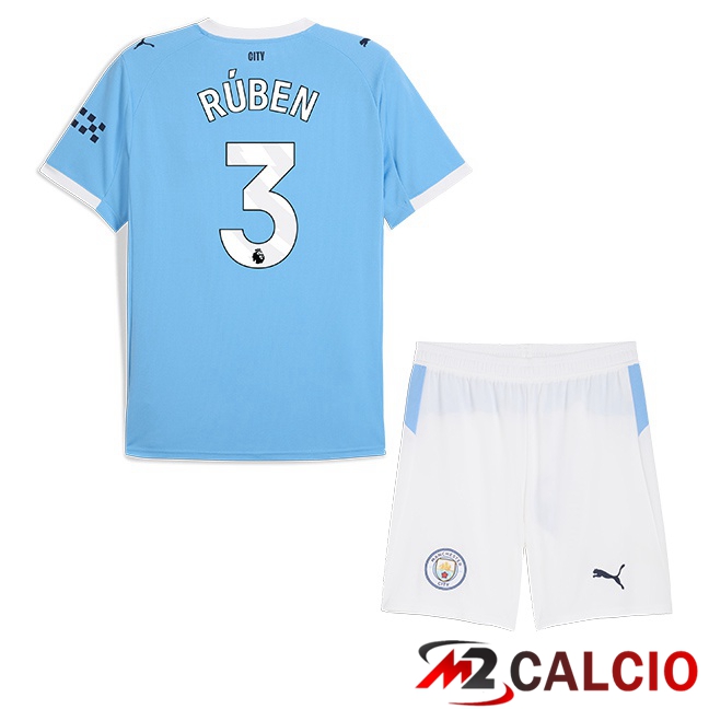 Maglie Calcio Manchester City (Ruben Dias 3) Bambino Prima Blu 2025/2026