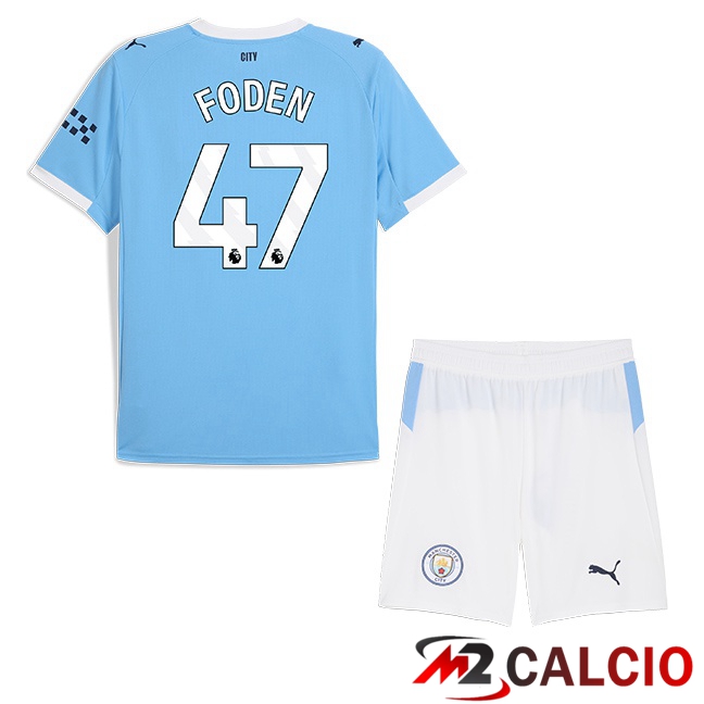 Maglie Calcio Manchester City (Phil Foden 47) Bambino Prima Blu 2025/2026